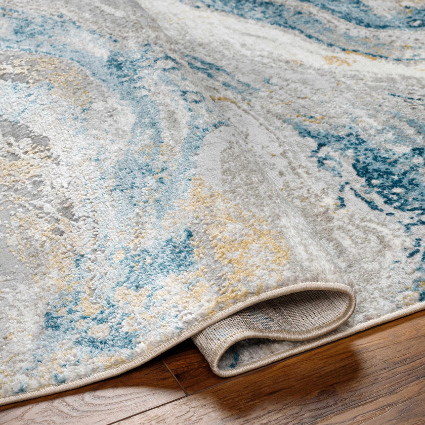 Tess Silver Blue Marble Area Rug