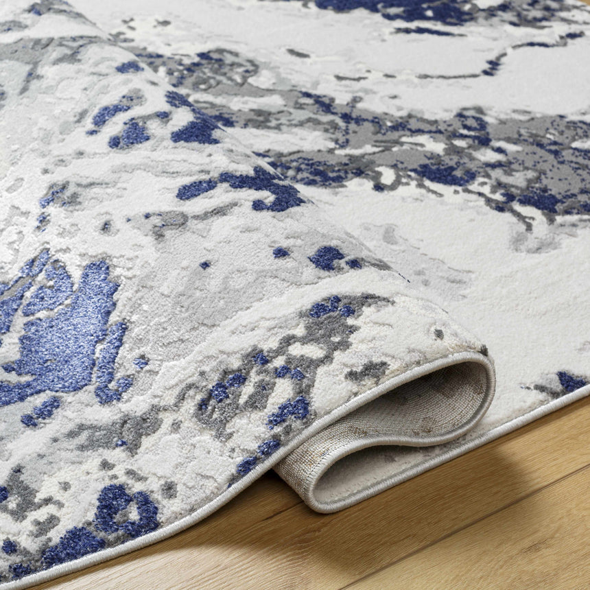 Kaleo Gray & Blue Marble Area Rug - Clearance
