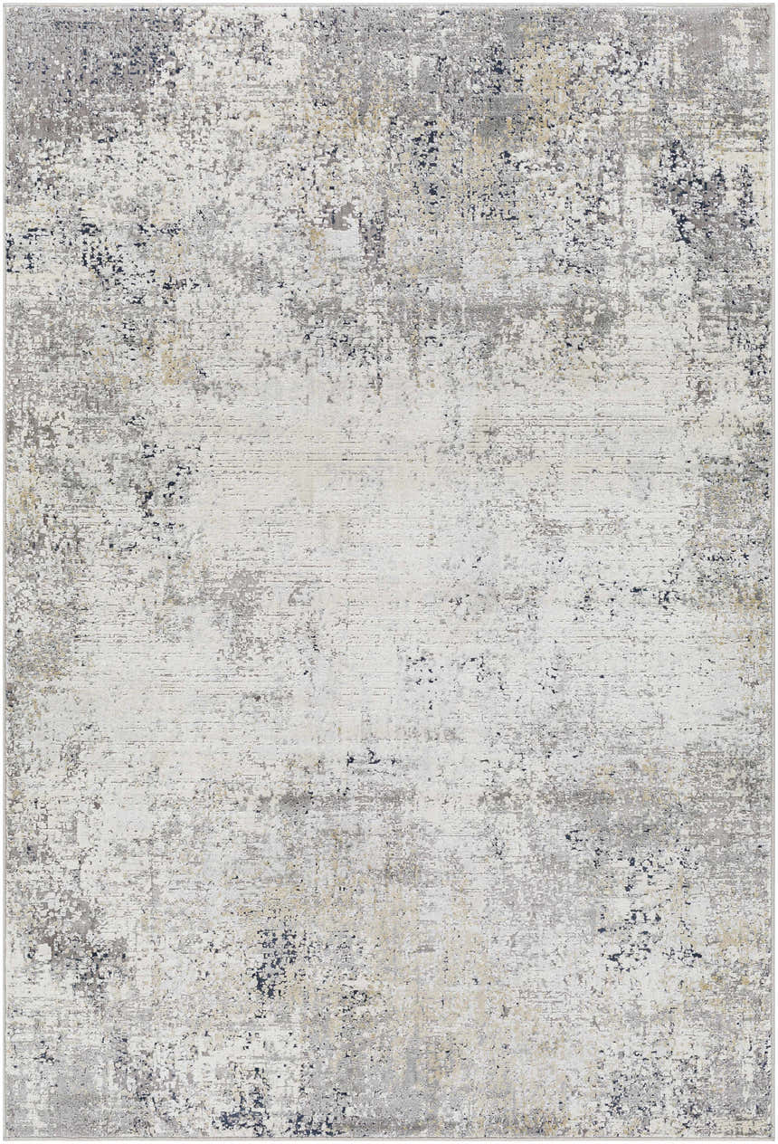 Close-up of the Standlake Textured Luxe Area Rug; charcoal, cream, gray, and beige contemporary design. Design-Rectangle-573