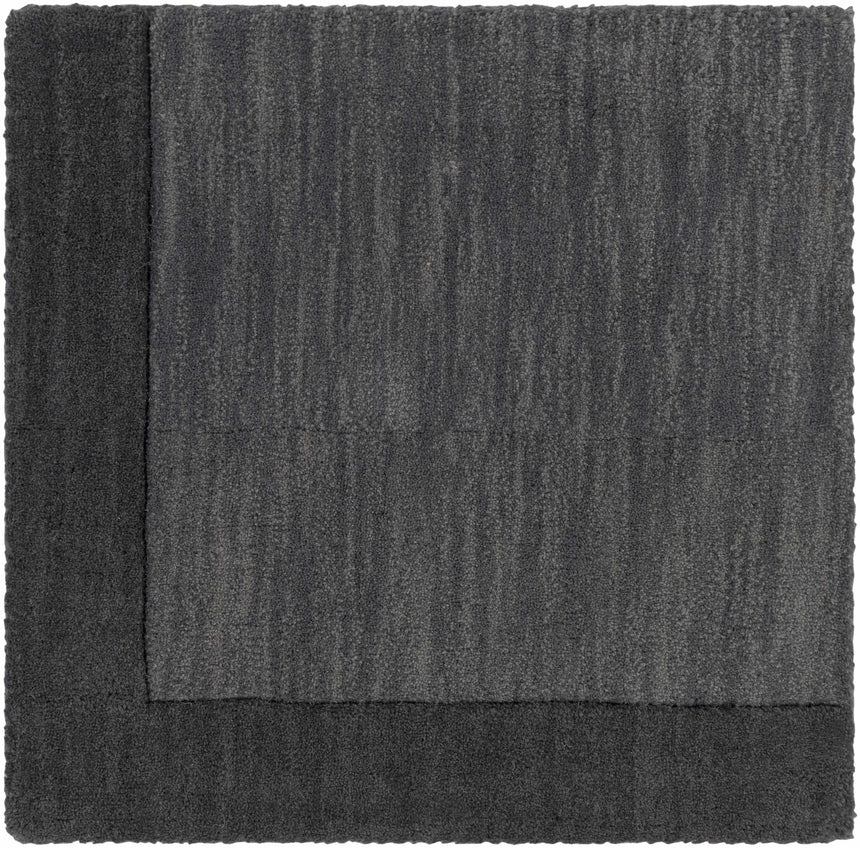 Bordered Solid Black Charcoal Wool Rug