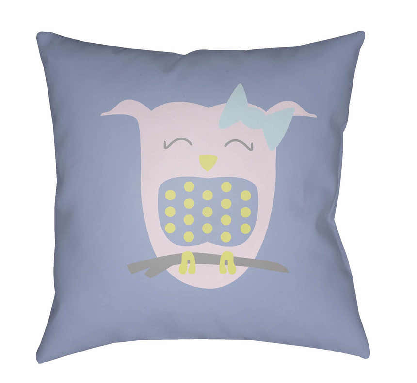 Kids Owl Animal Print Decorative Nursery Blue Outdoor Throw Pillow