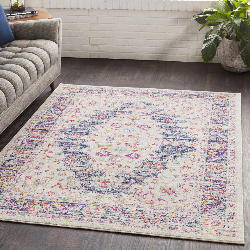 Thorsby Magenta & Cream Area Rug - Clearance