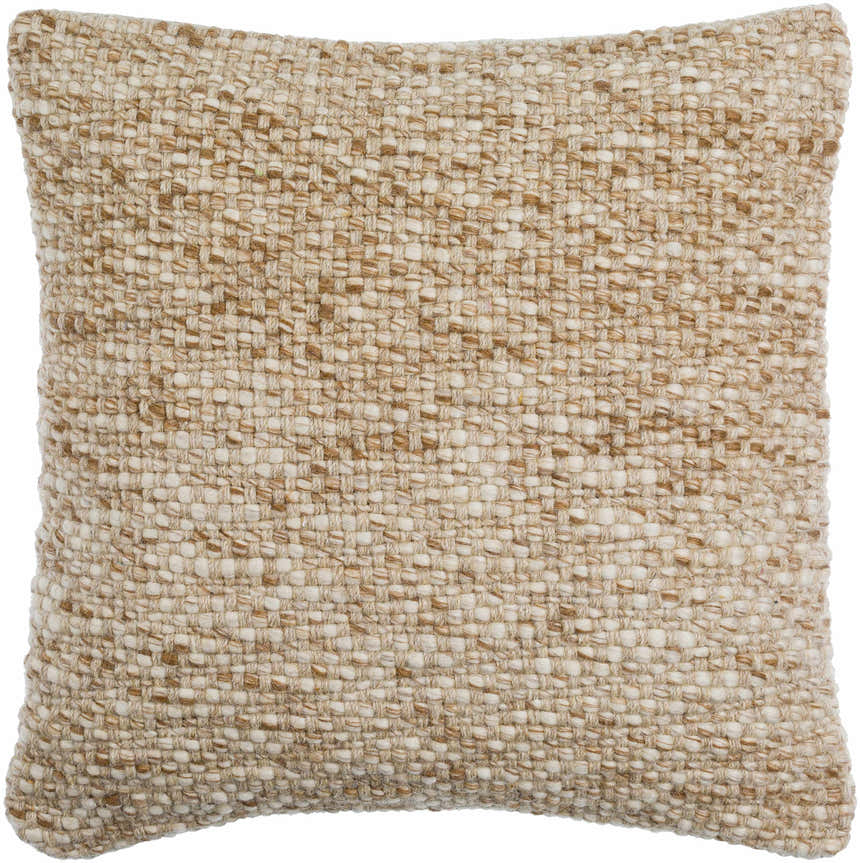 Woolin Ivory Chunky Looped Texture Cottage Farmhouse Wool Accent Pillow - Clearance