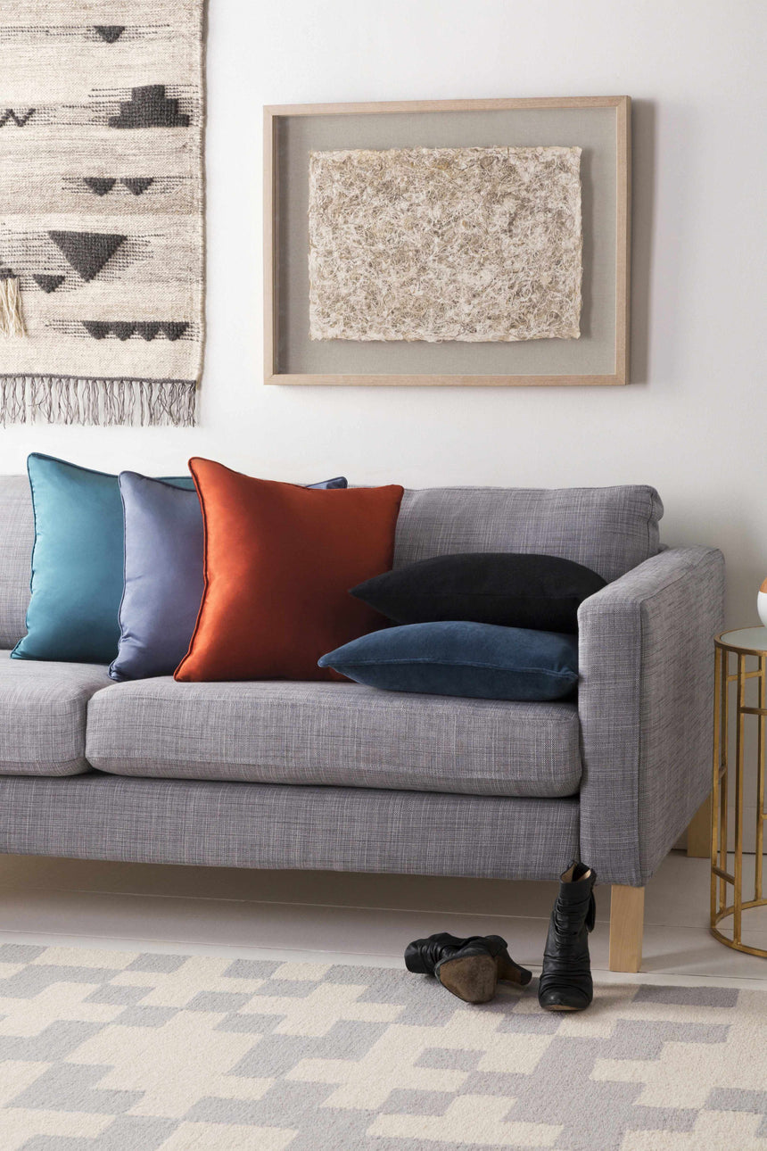 Victor Dark Blue Square Throw Pillow