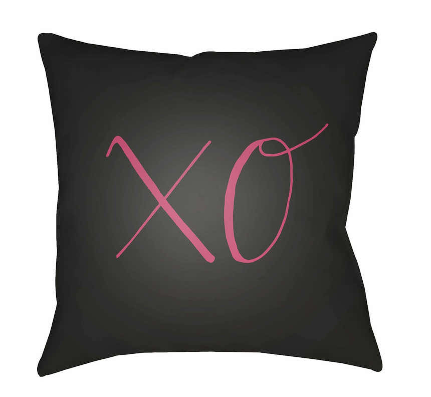Love XO Black Outdoor Throw Pillow Cover