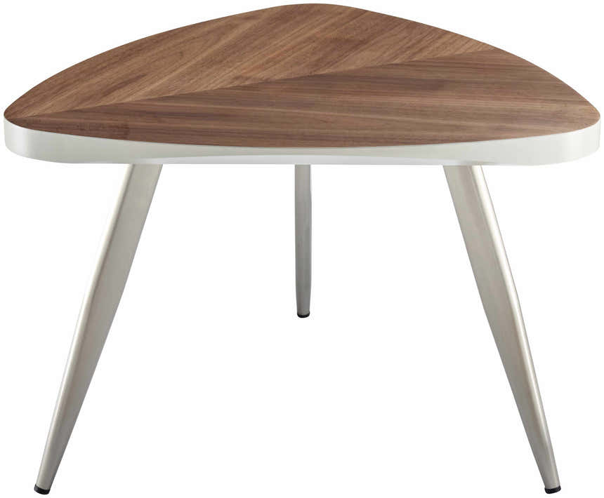 Frankleben Triangular Steel Base Wooden End Table