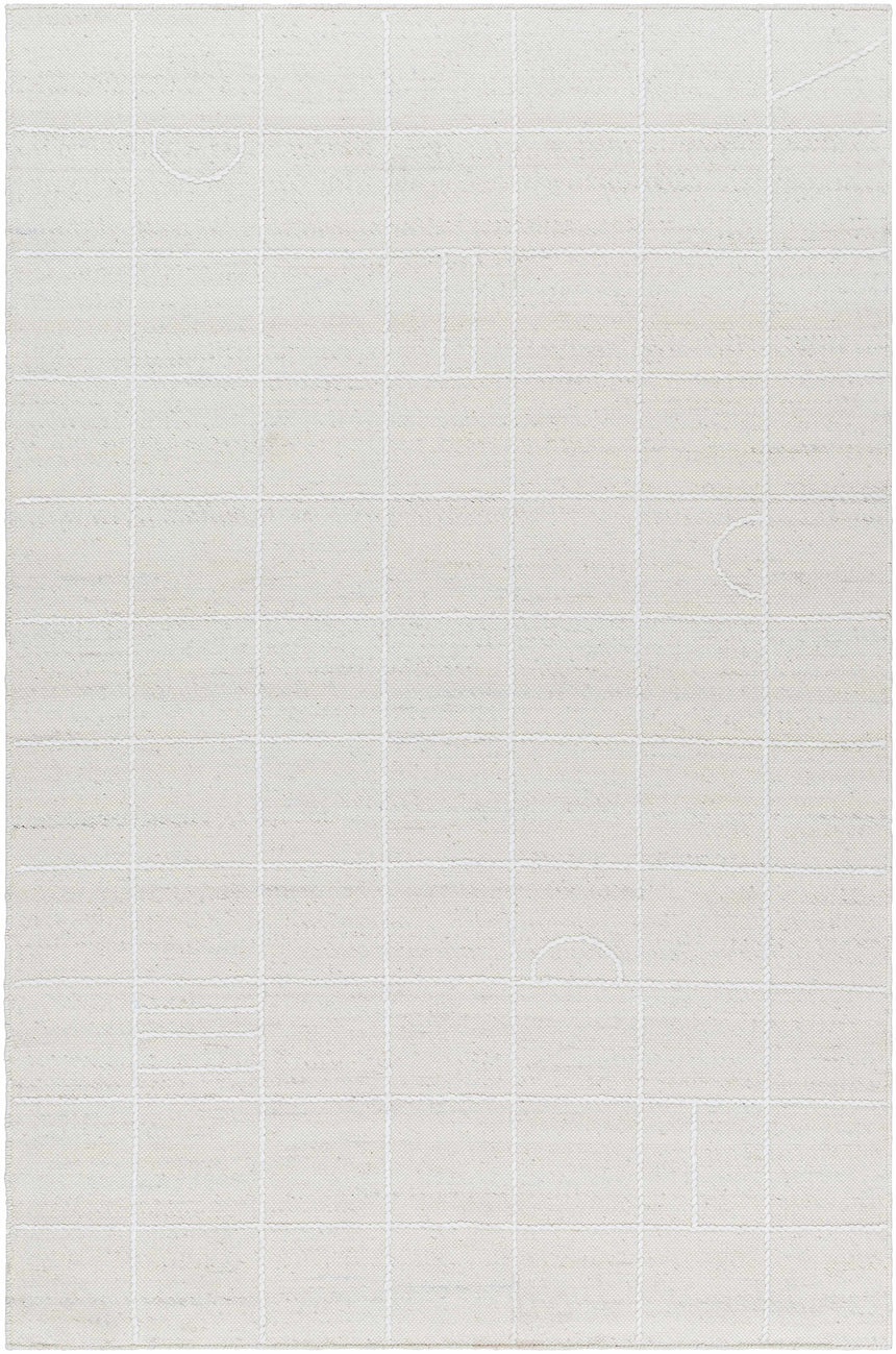 Tieve Off White Checkered Area Rug