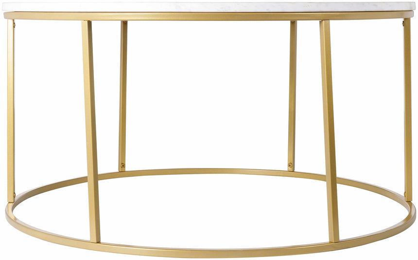 Taminango White Marble Gold Frame Coffee Table
