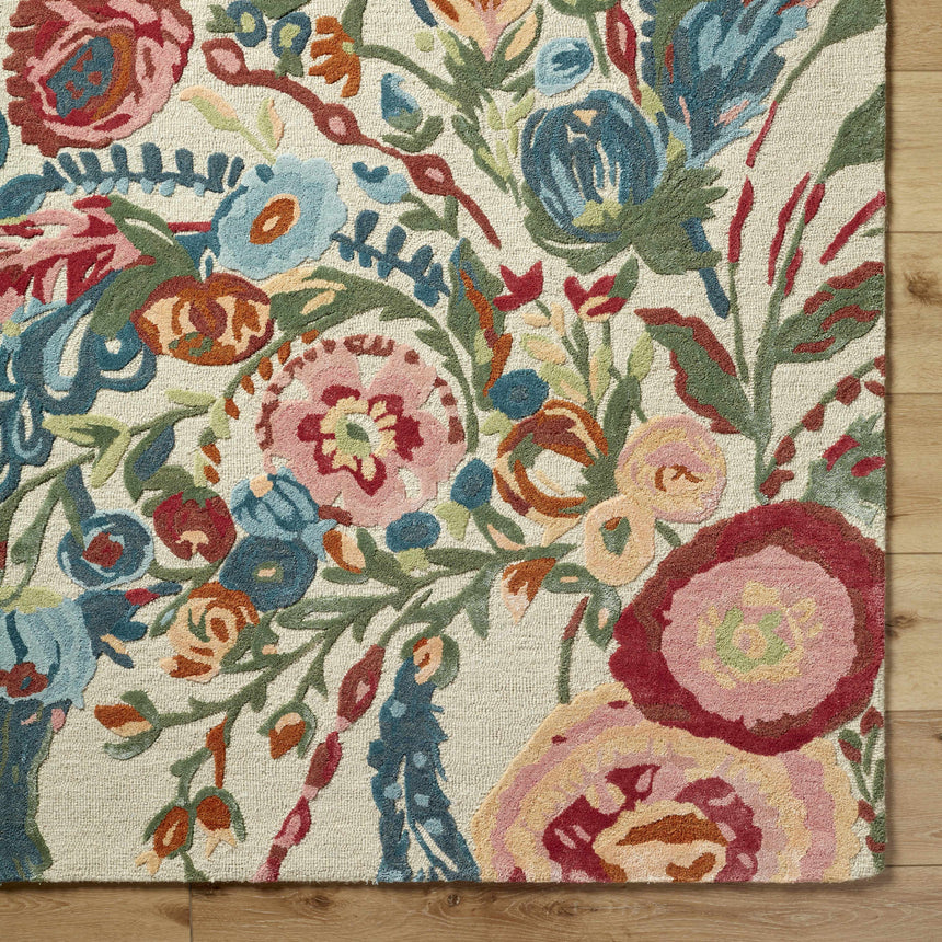 Tuyet Floral Wool Area Rug