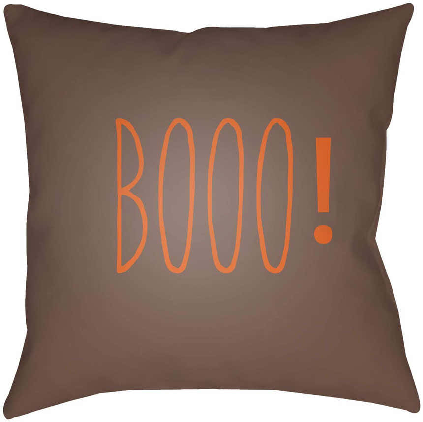 Booo Printed Orange & Brown Outdoor Pillow