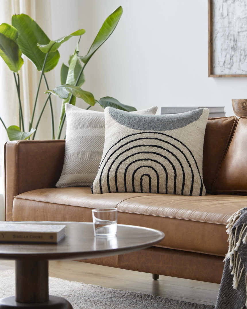 Gravel Slate Gray and Ivory Pebble Texture Modern Wool Accent Pillow - Clearance