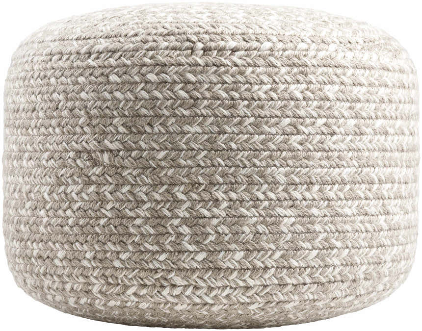 Tonanitla Natural Fiber Light Gray Knitted Outdoor Pouf