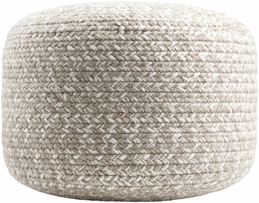 Tonanitla Natural Fiber Light Gray Knitted Pouf
