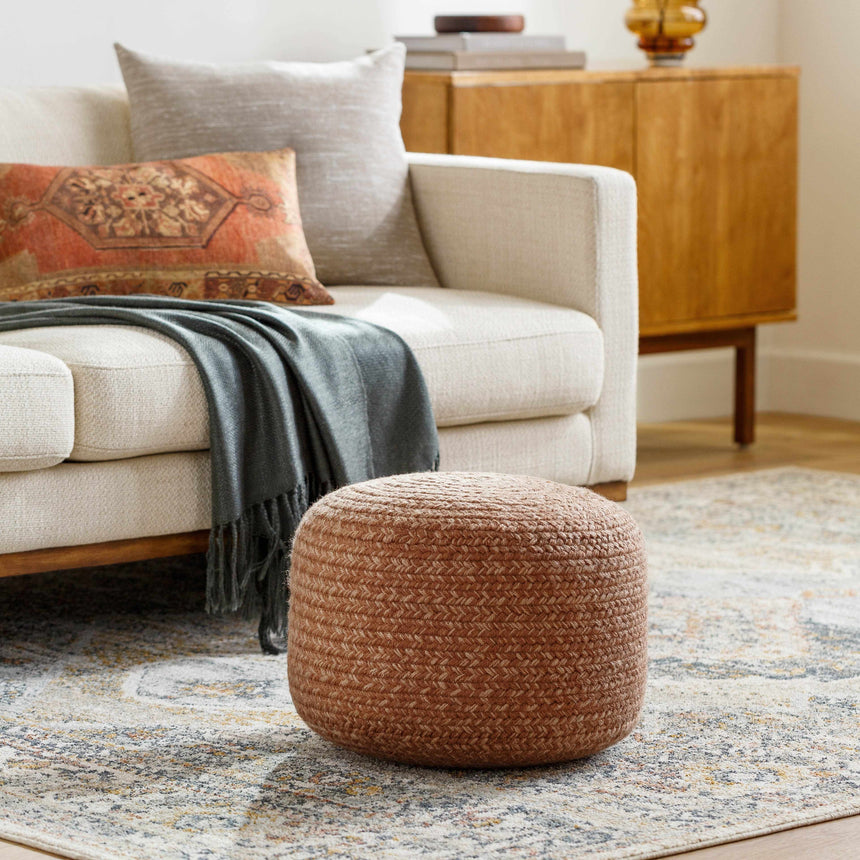Tonanitla Natural Fiber Gray Knitted Pouf