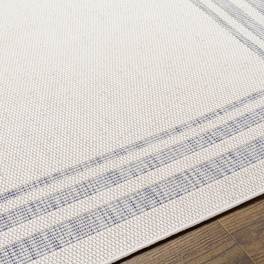 Teja Cream & Blue Indoor & Outdoor Area Rug - Clearance