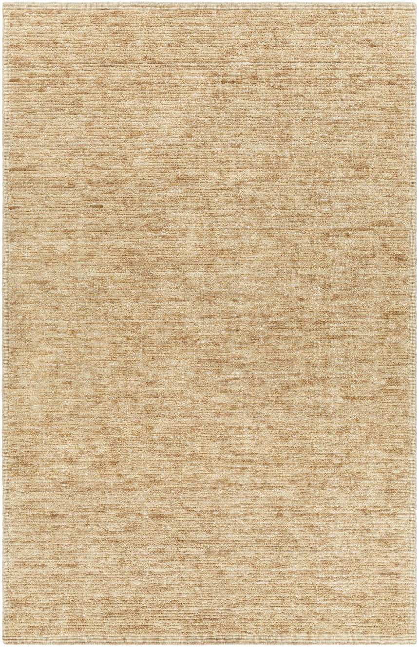 Close-up of the hand-loomed Vezirhan Area Rug. Rectangle shape with peach and dark red tones. Cotton and wool texture. Design-Rectangle-576