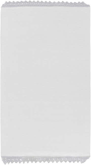 Close-up of the hand-woven cotton Grace GRC-7003 area rug in white with a delicate crocheted trim. Design-Rectangle-576
