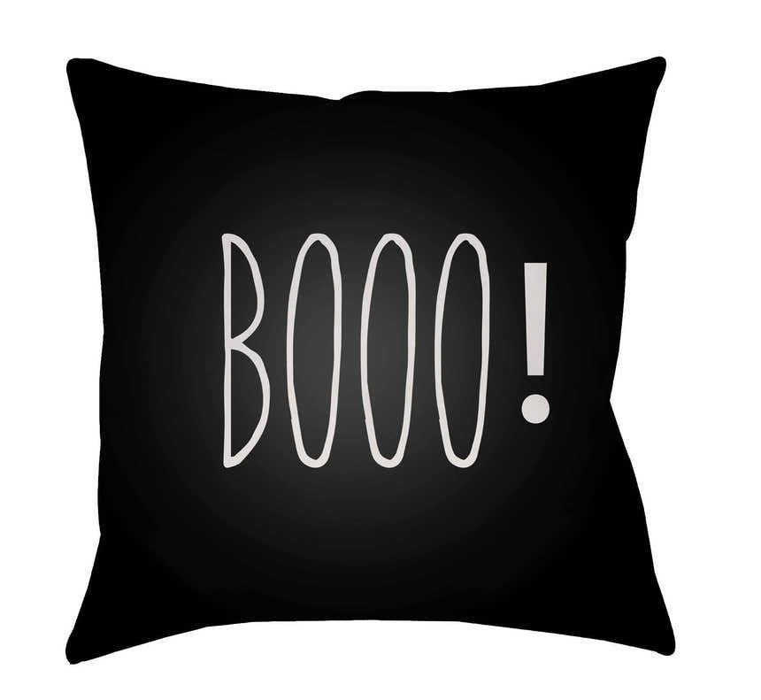 Booo Printed Black Outdoor Pillow