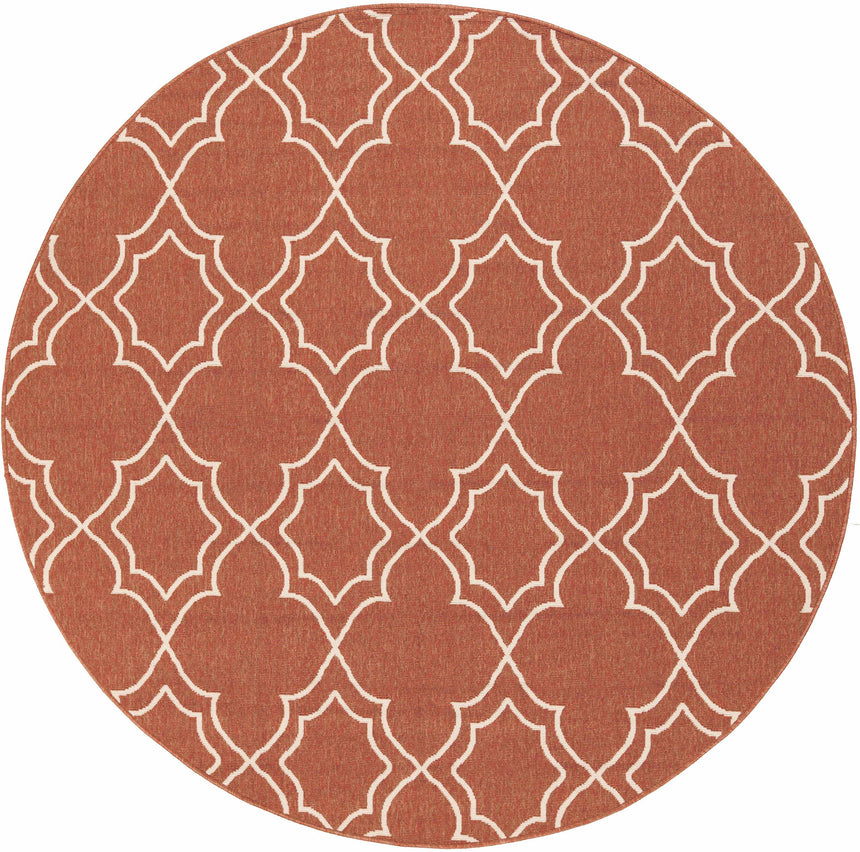 Unique Rust Red Lattice Trellis Outdoor Rug - Clearance