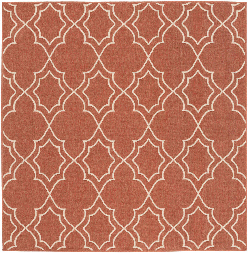 Unique Rust Red Lattice Trellis Outdoor Rug - Clearance