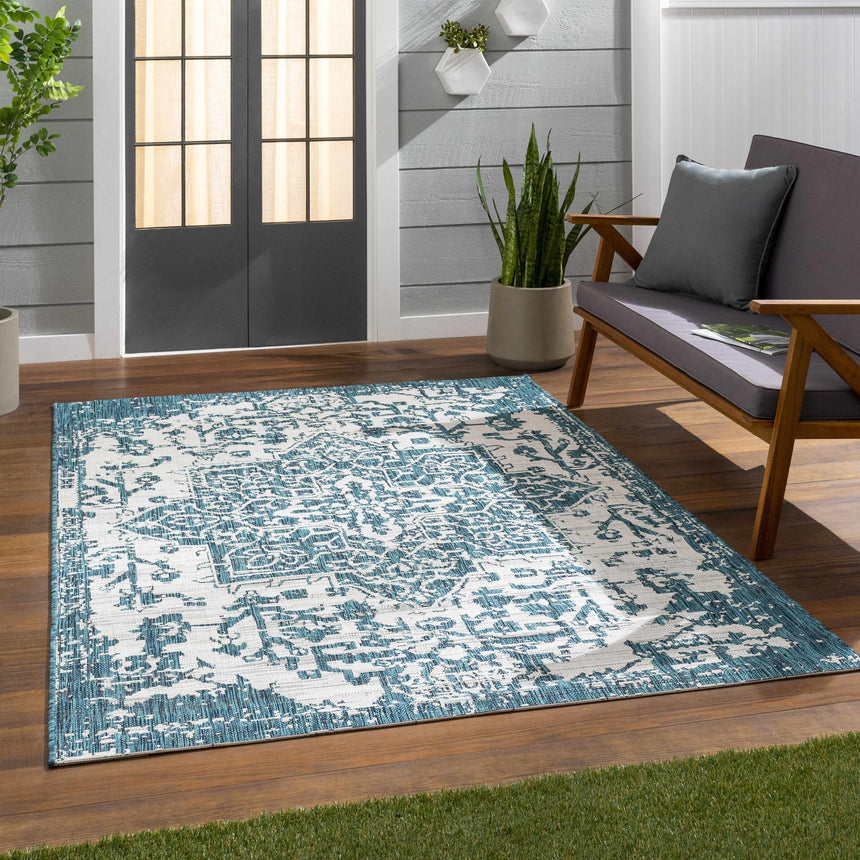 Teal Kilmacolm Indoor & Outdoor Area Rug - Clearance