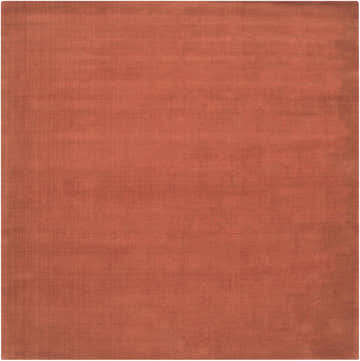 Close-up of the hand-loomed Brockton Solid Orange Wool Rug, showing its subtle striped texture and rich burgundy color. Design-Square-8