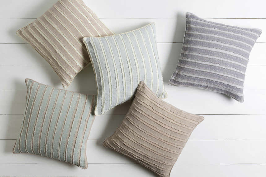 Beckingham Cream Striped Throw Pillow - Clearance