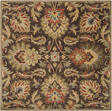 Detailed floral pattern of the Chesterton 1028 hand-tufted brown wool rug. Design-Square-6