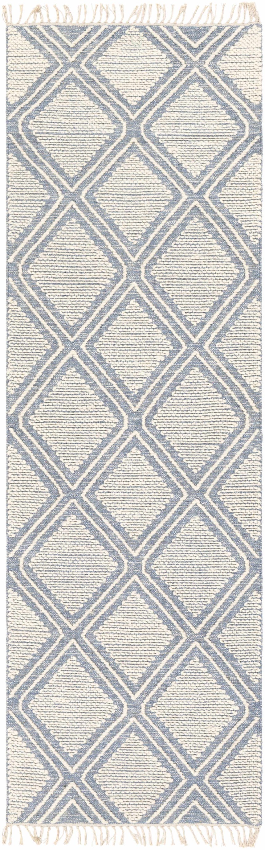 Wausa Denim Trellis on Cream Cotton/wool Rug - Clearance
