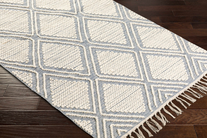 Wausa Denim Trellis on Cream Cotton/wool Rug - Clearance