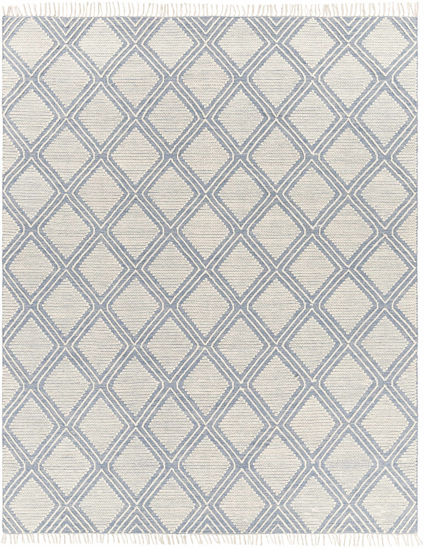 Wausa Denim Trellis on Cream Cotton/wool Rug - Clearance