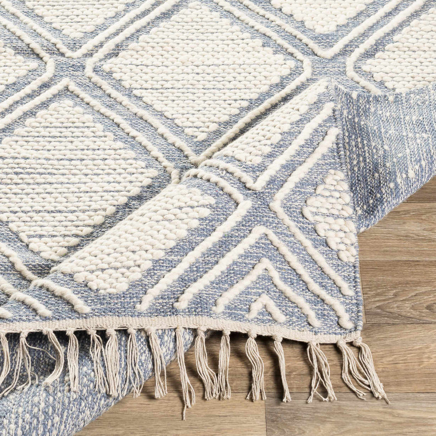 Wausa Denim Trellis on Cream Cotton/wool Rug - Clearance