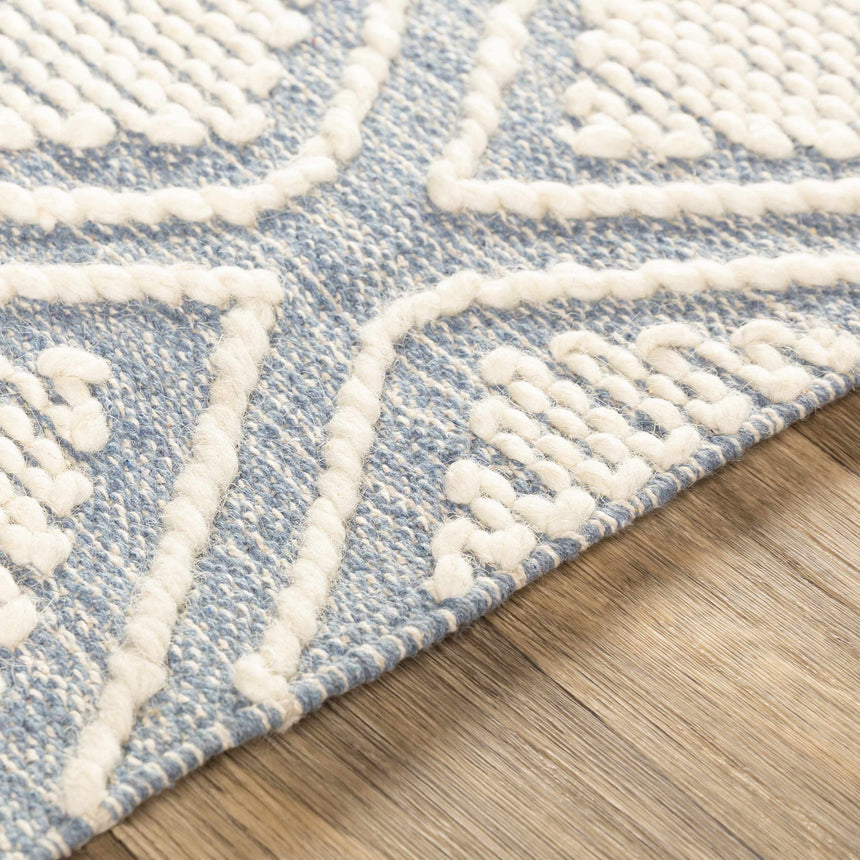 Wausa Denim Trellis on Cream Cotton/wool Rug - Clearance