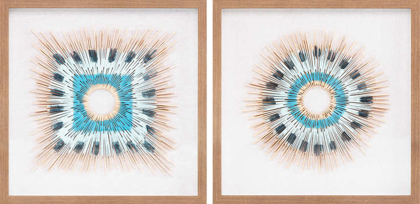 Yenice Natural Wood Geometric Wall Art Set Of Two - Clearance
