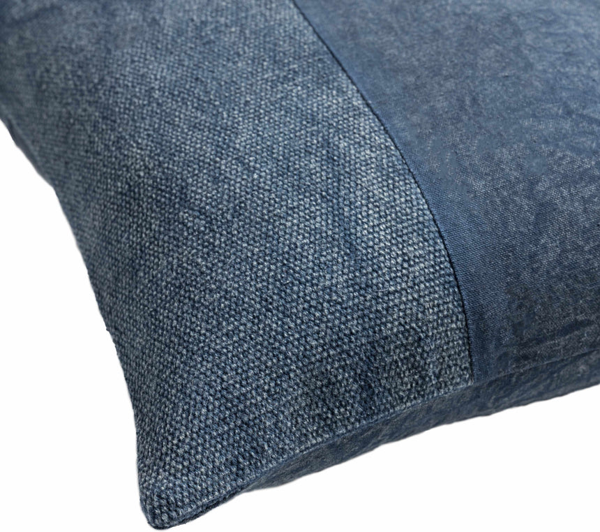 Yuda Navy Blue Panel Throw Pillow