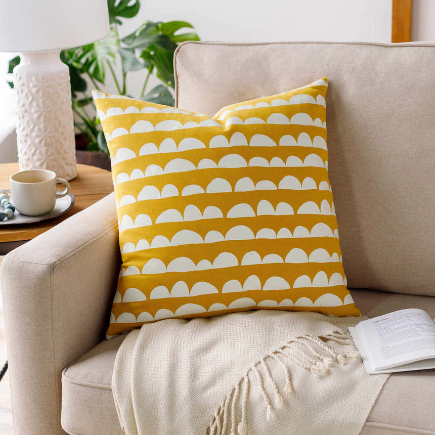 Zuni Yellow Scallop Pattern Throw Pillow - Clearance