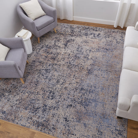 Feizy Pryor Modern Watercolor - Blue/Tan/Brown Area Rug
