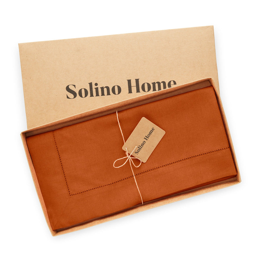 Cotton Linen Hemstitch Table Throw