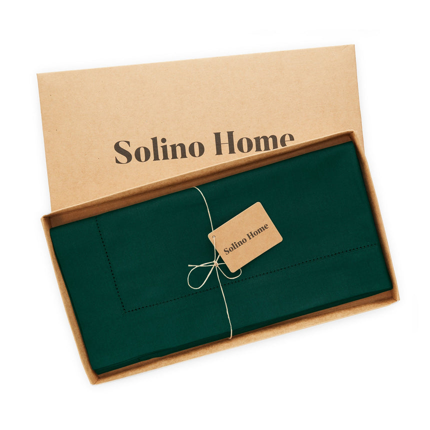 Cotton Linen Hemstitch Table Throw