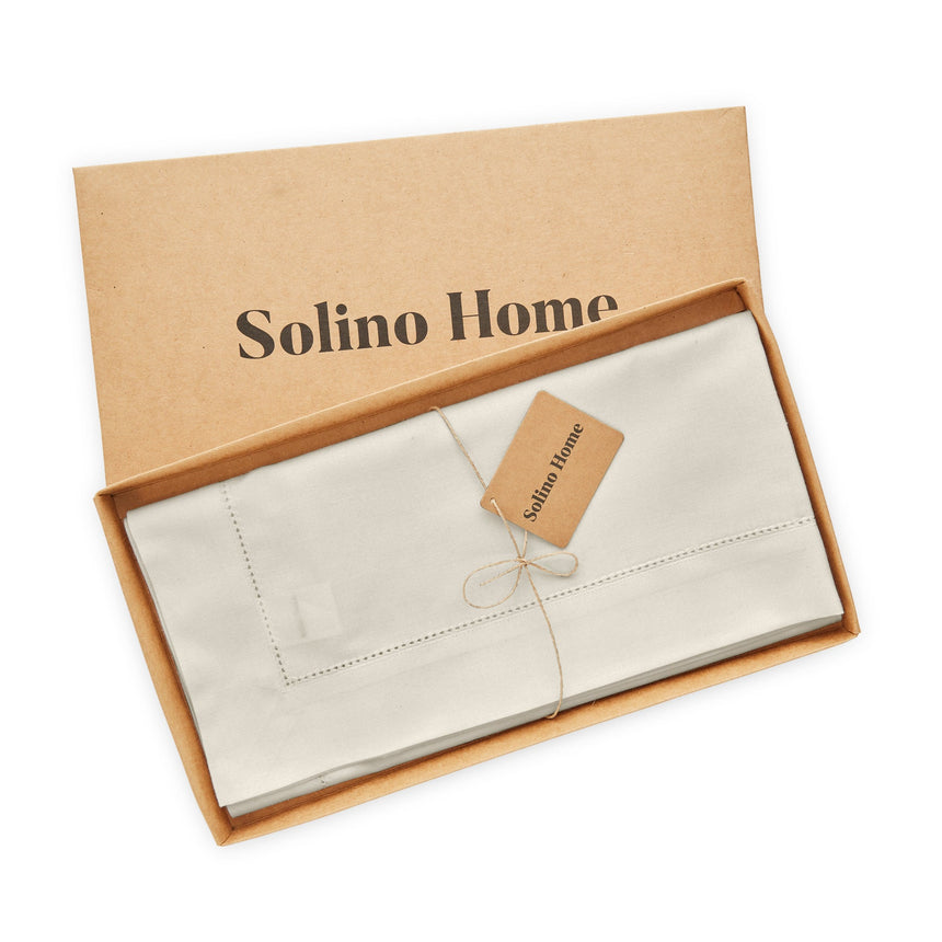 Cotton Linen Hemstitch Table Throw