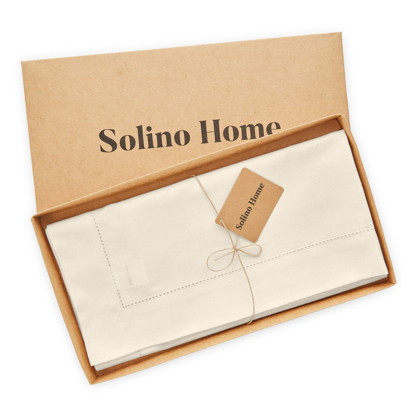 Cotton Linen Hemstitch Table Throw