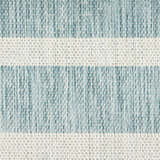 Close-up of the woven texture of the Nourison Positano Aqua Ivory Area Rug with blue and ivory stripes.