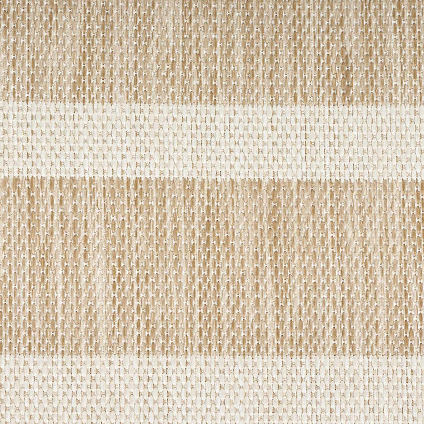 Close-up of the woven texture and beige and ivory stripes of the Nourison Positano Area Rug.