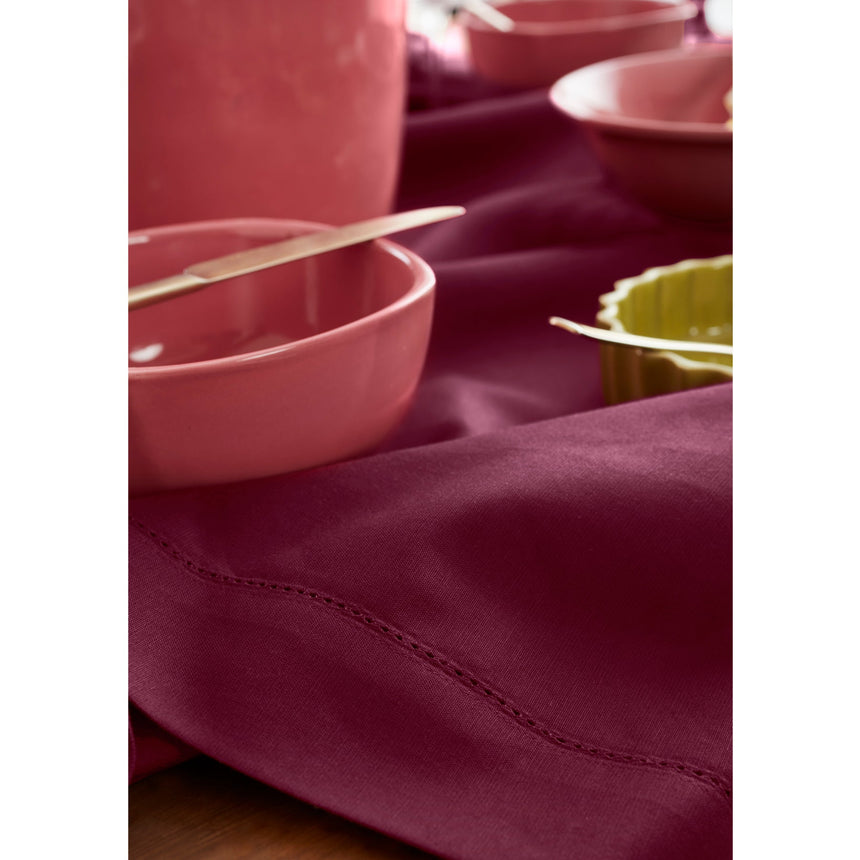 Cotton Linen Hemstitch Table Throw