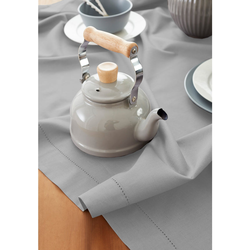 Cotton Linen Hemstitch Table Throw