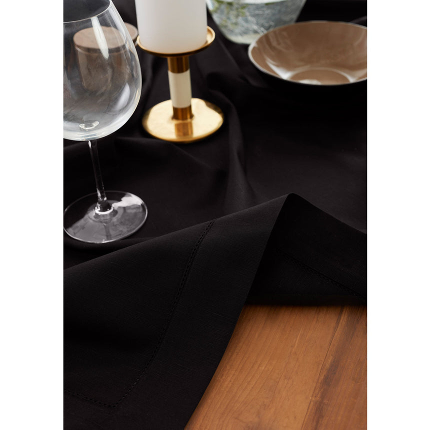 Cotton Linen Hemstitch Table Throw