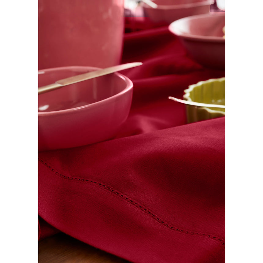 Cotton Linen Hemstitch Table Throw