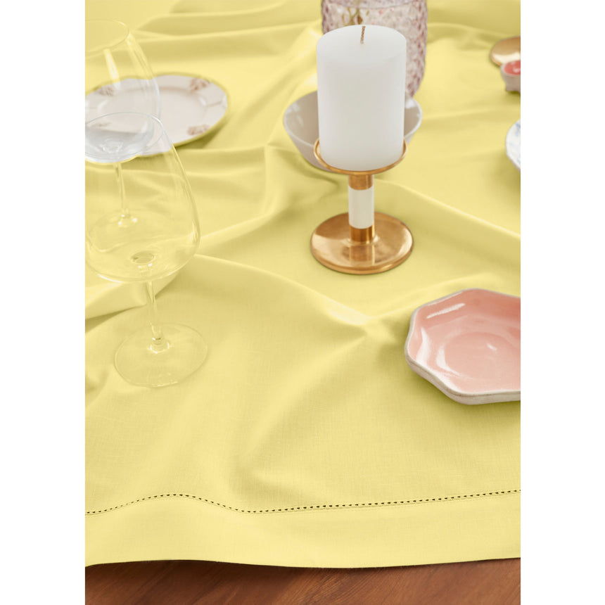 Cotton Linen Hemstitch Table Throw