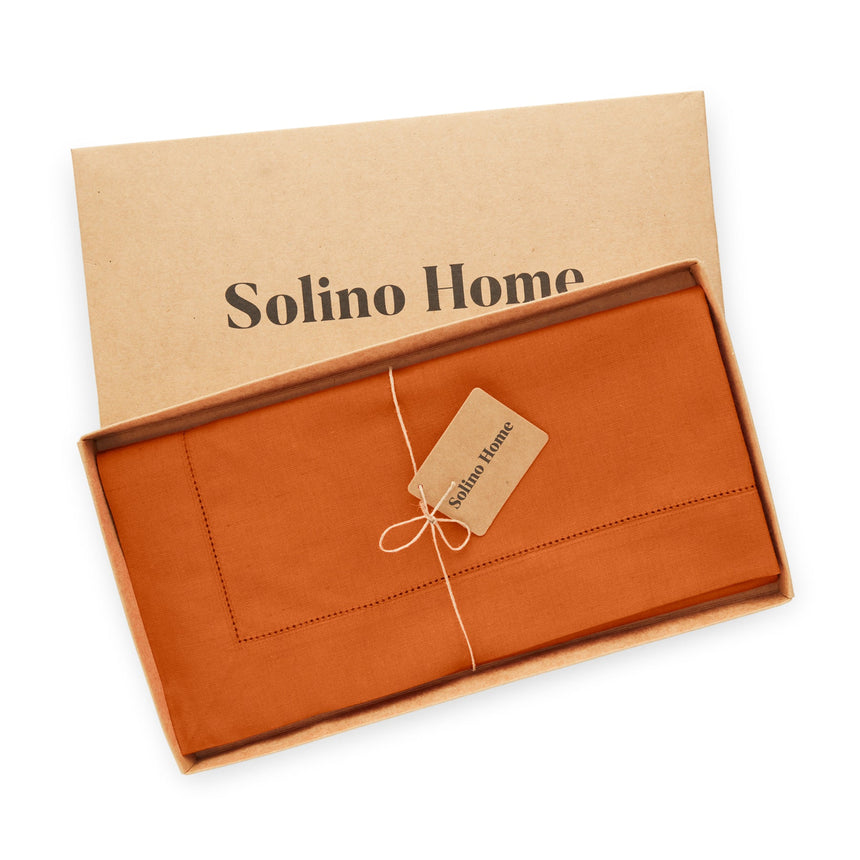 Cotton Linen Hemstitch Table Throw