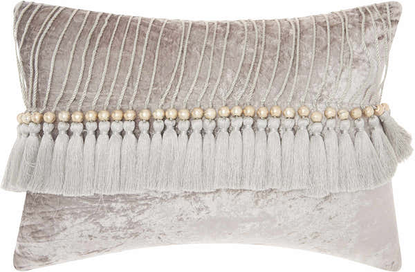 Mina Victory Sofia Velvet Tassels Grey Indoor Throw Pillow - Clearance
